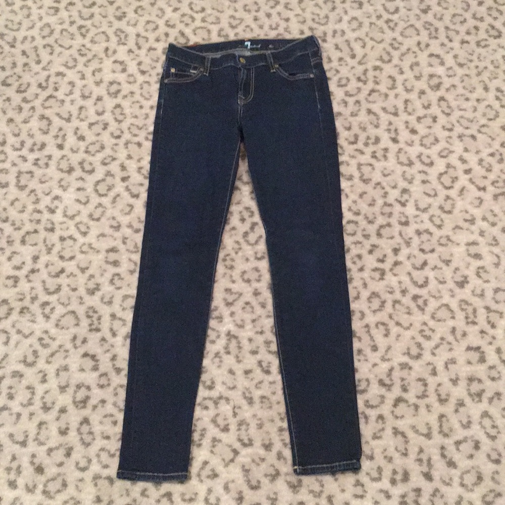 7 for all mankind dark denim skinny jeans